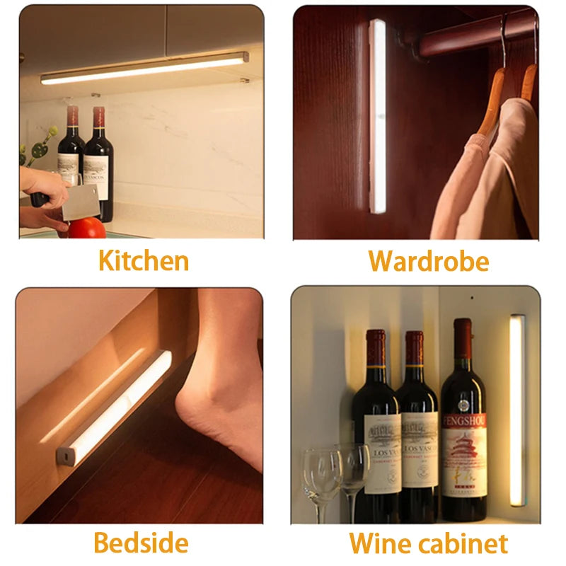 Motion Sensor Light Wireless LED Night Light Type C Rechargeable Light Cabinet Wardrobe Lamp Staircase Backlight For Kitchen LED-World Bazaar Life