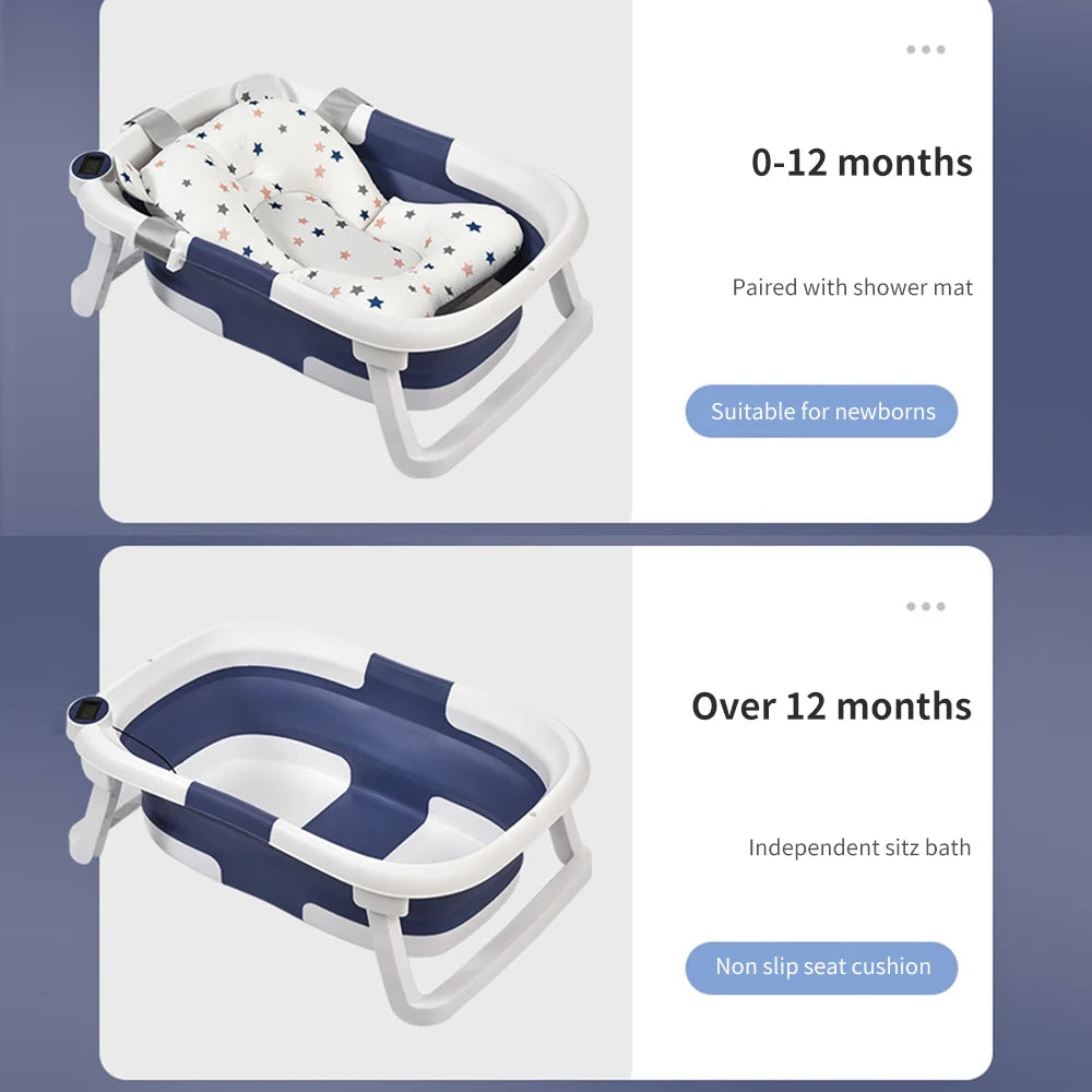 Portable Collapsible Baby Bathtub for Newborn to Toddler Durable Essential Infant Bath Tub with Soft Cushion-World Bazaar Life