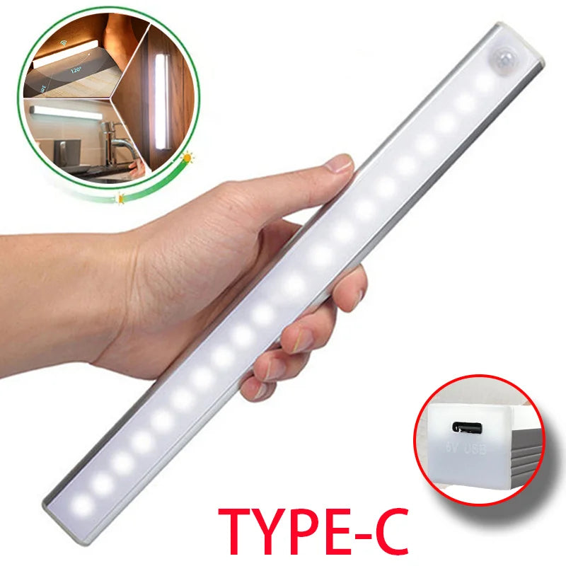 Motion Sensor Light Wireless LED Night Light Type C Rechargeable Light Cabinet Wardrobe Lamp Staircase Backlight For Kitchen LED-World Bazaar Life