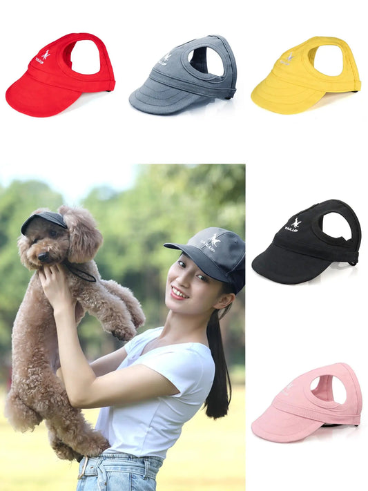Adjustable Pet Dog Baseball Cap with Ear Holes for Small Medium Dogs Summer Dog Sun Hat Outdoor Hiking Pet Products-World Bazaar Life