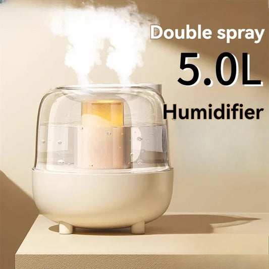 XImi New 5L large capacity humidifier usb double fog spray low noise home bedroom office night light essential oil diffuser-World Bazaar Life