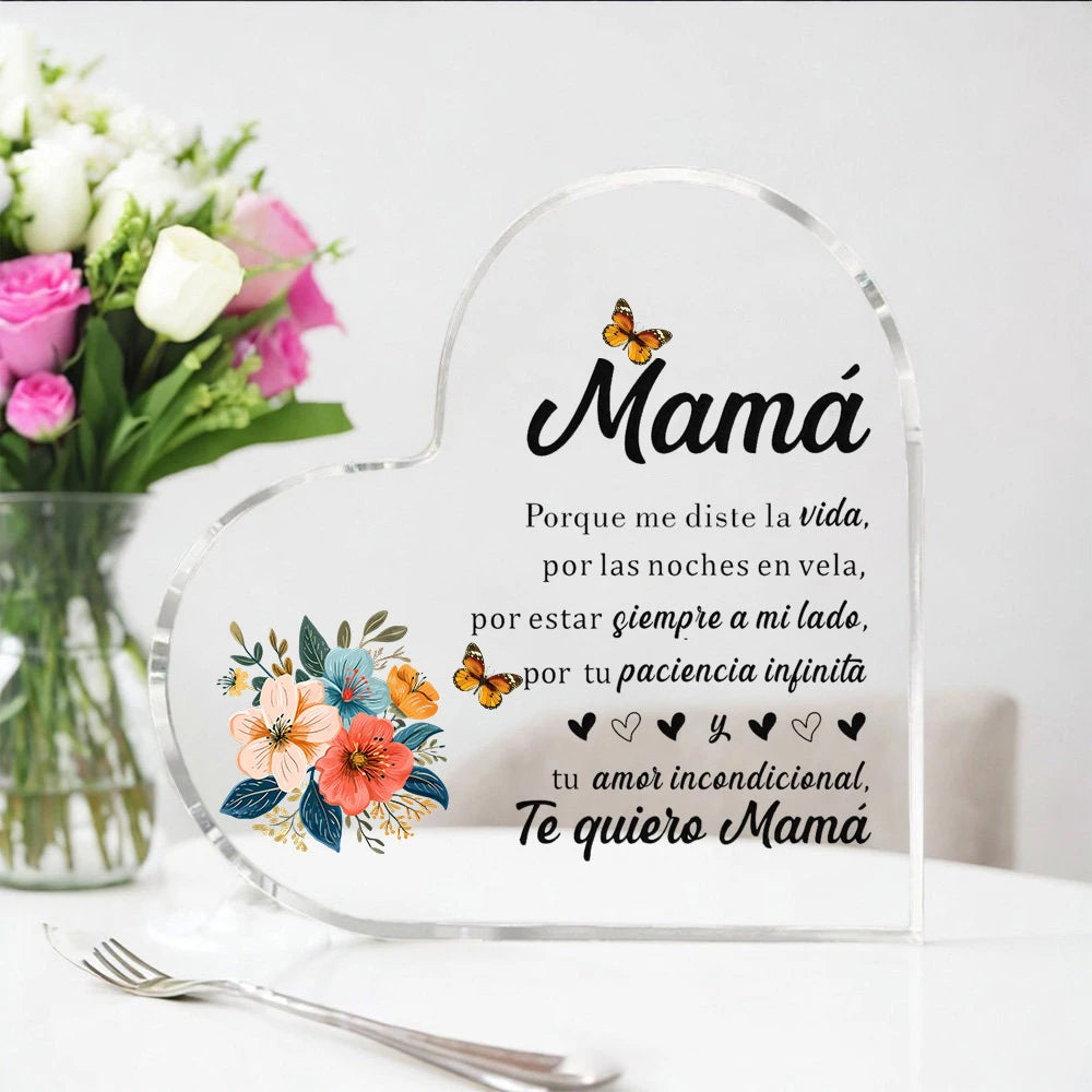 Heart Transparent Acrylic Ornaments Decorations Gift for My Mom Birthday Present From Family Souvenir for Mother's Day Gift-World Bazaar Life
