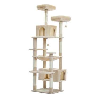 Tall Multi-Level Cat Tree Tower with Scratching Posts & Caves - World Bazaar Life