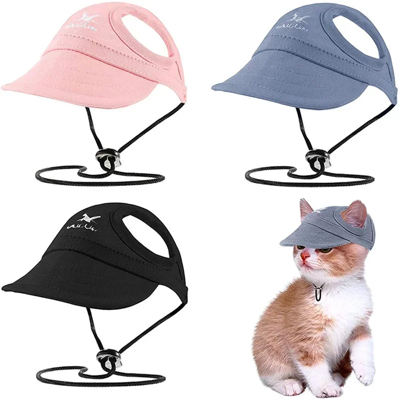 Small Puppy Pets Summer Solid Color Cap Dog Baseball Visor Hat Outdoor Accessories Sun Bonnet Travelhelmet-World Bazaar Life