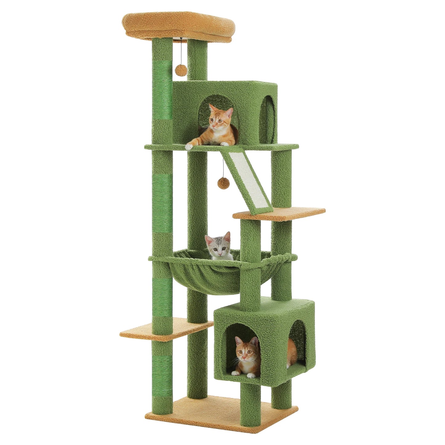 180cm Large Cat Tree Tower with Scratching Post, Hammock & Perch - World Bazaar Life