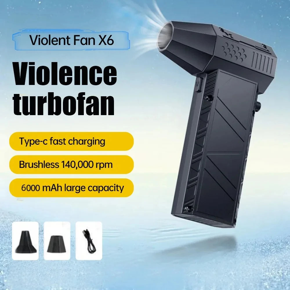 X6 Turbo Jet Fan Turbo Violent Fan Powerful Blower with High Speed Duct Fan Handheld Duct Fan 140000 RPM 53m/s Air Duster Blower