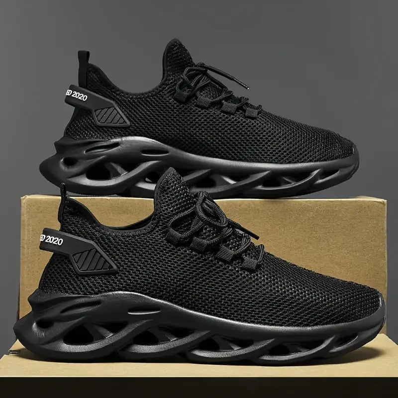 Men Sports Running Black Jogging Shoes Casual Sneakers Brown Outdoor Breathable Mesh Women Light Shock-absorption Black Tennis - World Bazaar Life