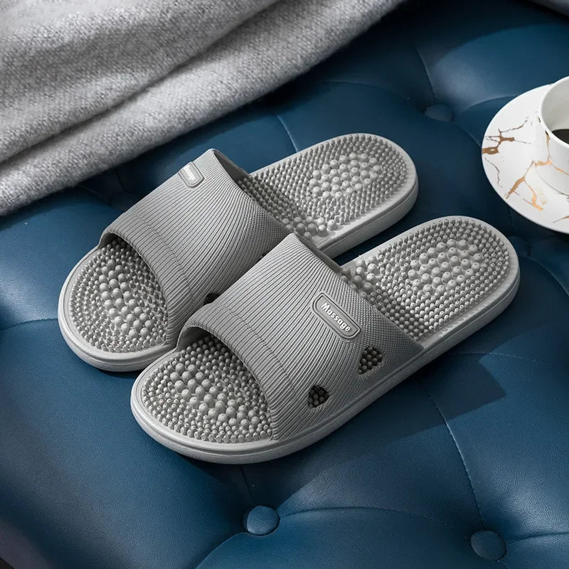 New Women Foot Massage Slippers Men Slipper Indoor Bathroom Non-slip Soft Slides Couples House Relief Feet Health Care Shoes