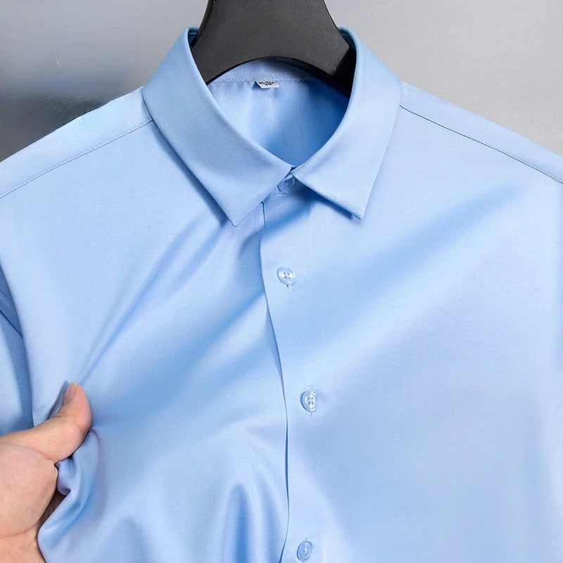 New Anti-Wrinkle Men Shirts Long Sleeve Dress Shirts For Men Slim Fit Camisa Social Business Blouse White Office Shirt S-6XL - World Bazaar Life