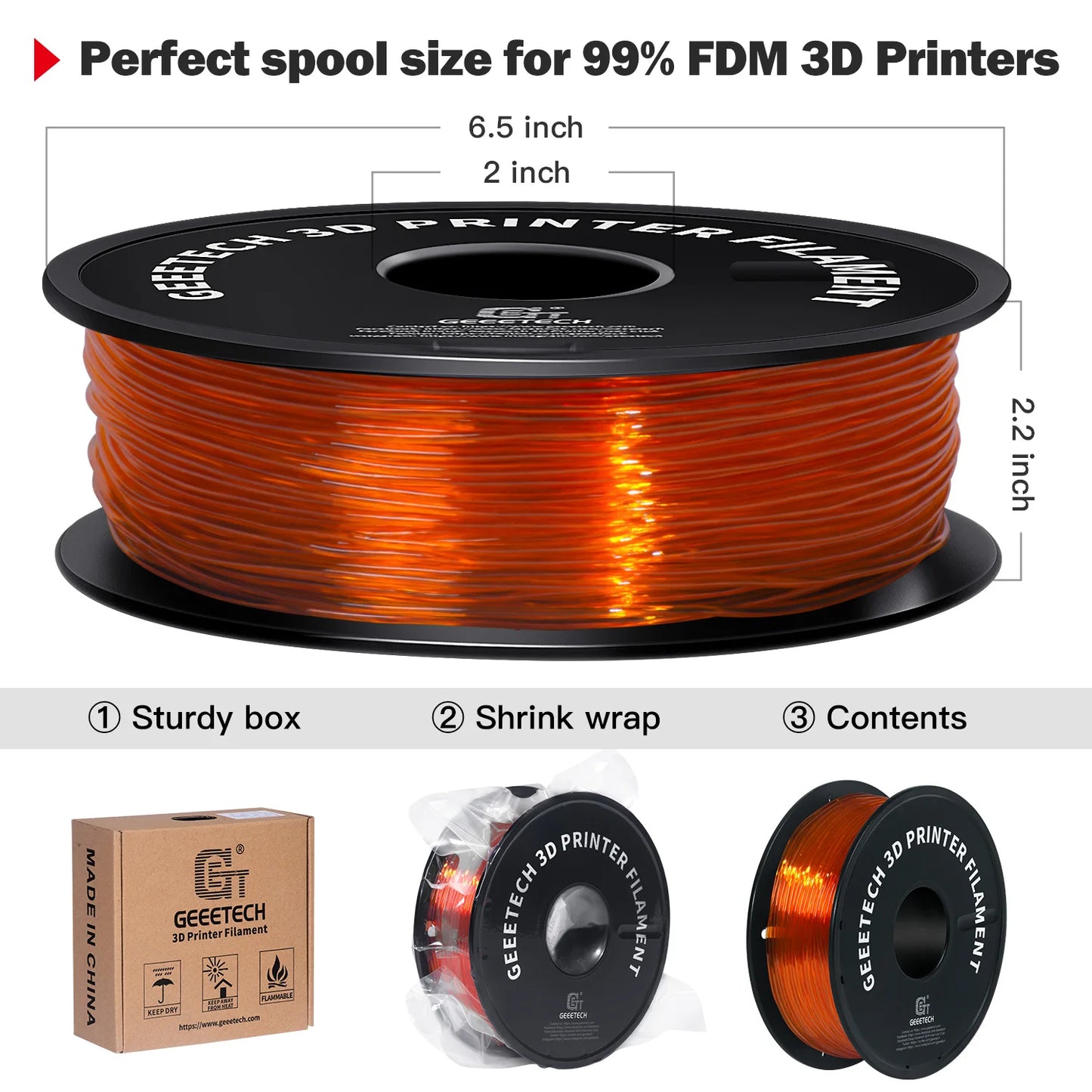 GEEETECH 1KG 1.75mm TPU Filament Flexible material for 3D Printers overseas warehouse fast shipping - World Bazaar Life