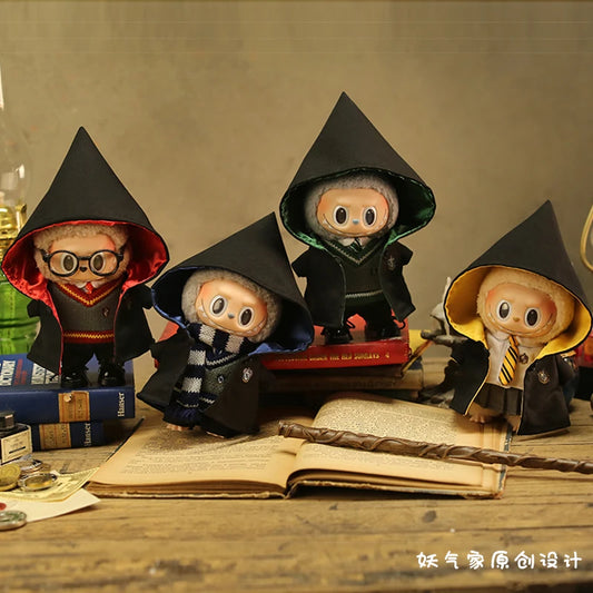17cm Labubu Fashion Cloak Set Vinyl Doll Clothing Decoration Magic Academy Style Clothing Shoes Glasses Accessories Gifts