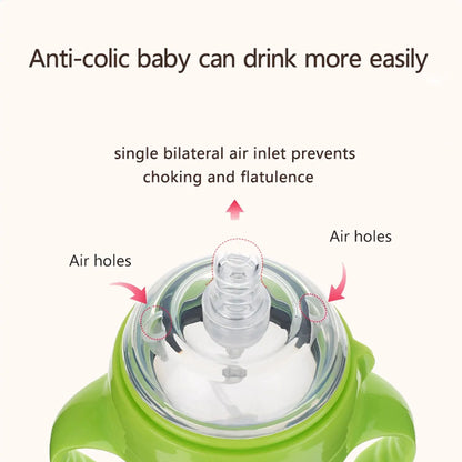 New 0-36 months baby nano-silicone bottle 240ml 150ml with handle Breastmilk-like design Soft milk pulling - World Bazaar Life