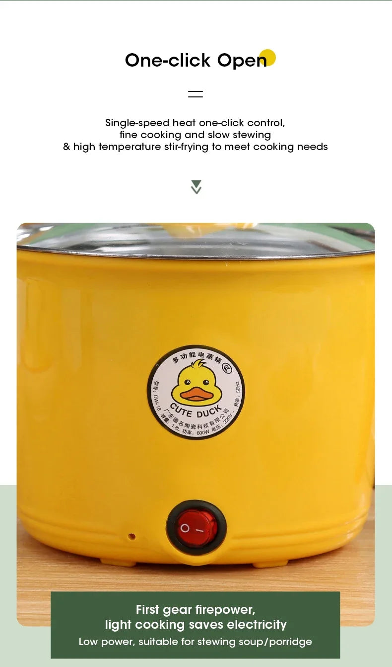 1.8L 220V mini multifunctional student dormitory electric hot pot electric cooking noodles home small pot Stainless steel liner-World Bazaar Life