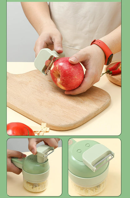 4 in 1 Handheld Electric Food Cutter Set, Kitchen Gods Wireless Food Processor for Fruits, Vegetables and Meat
