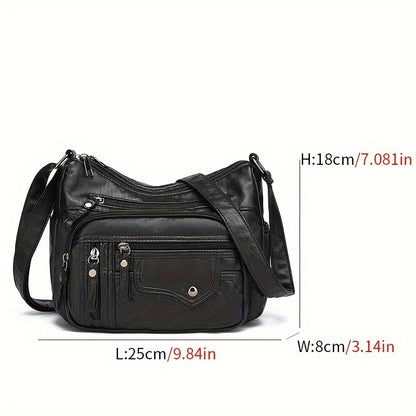 [Large Capacity Anti-Theft Shoulder Bag] Large Capacity Nylon Shoulder Bag with Adjustable Strap, Anti-Theft Zip Closure - Available in Light Brown, Light Gray, Red, Black