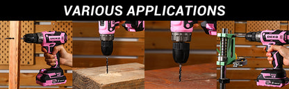 DEKO 20V Pink Cordless Power Drill Set for Women Electric Tool - World Bazaar Life
