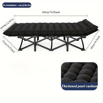Black Heavy Duty Foldable Camp Cot with Bag – Portable & Durable