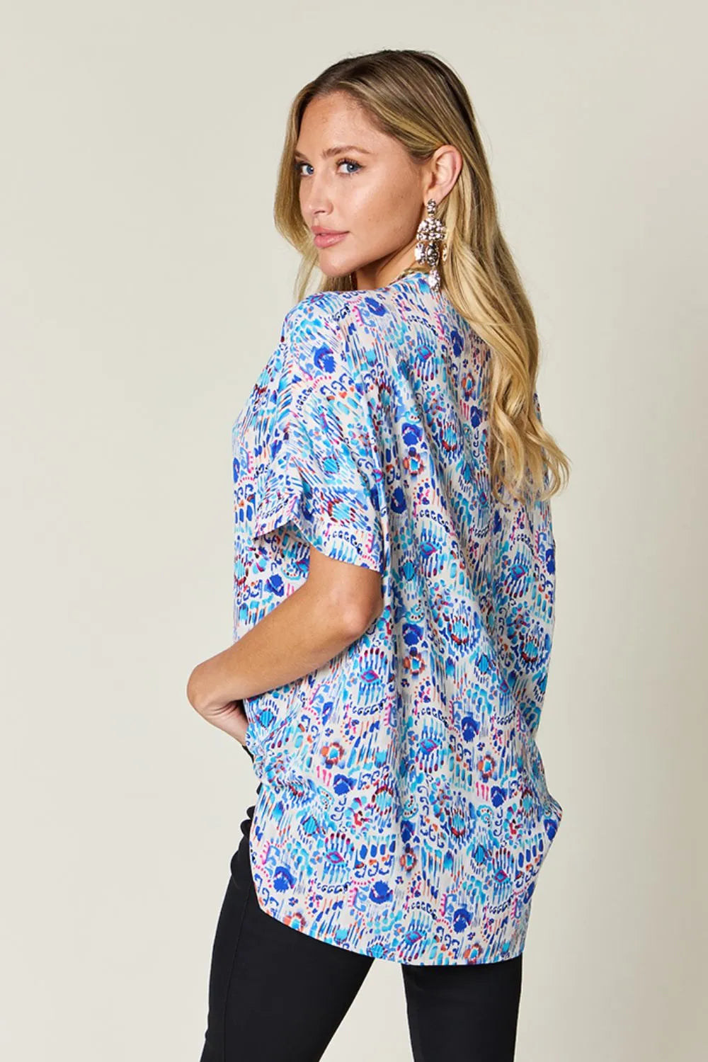 Double Take V-Neck Blouse - Top-Rated Short Sleeve Style.