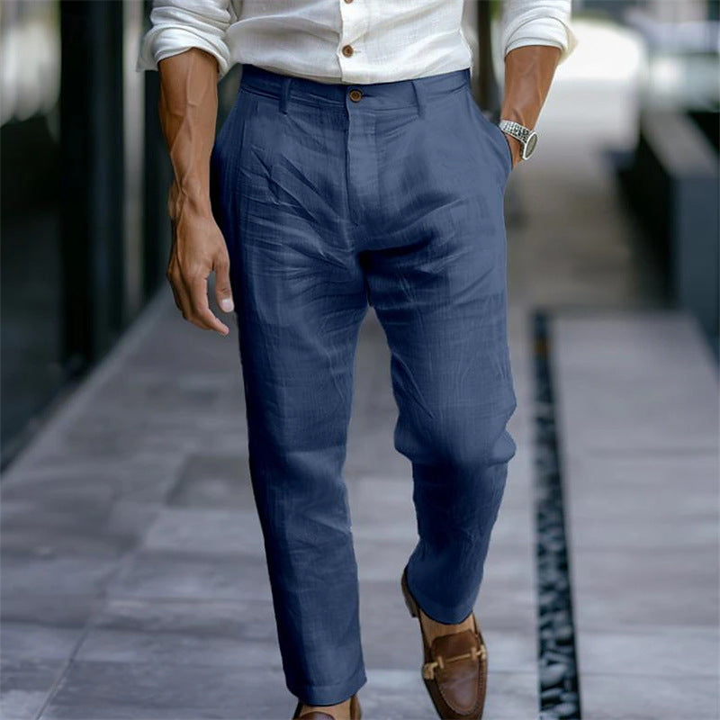 Men's Linen Casual Pants – Breathable Solid Color Trousers