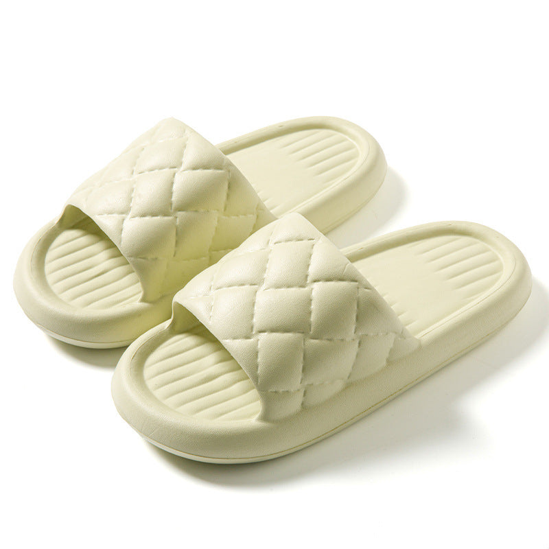 New Rhombus Home Slippers Summer Non-slip Floor Bathroom Slipper Lightweight Simple House Shoes For Women Men-World Bazaar Life