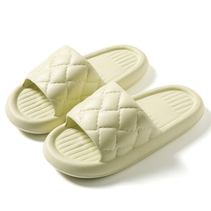New Rhombus Home Slippers Summer Non-slip Floor Bathroom Slipper Lightweight Simple House Shoes For Women Men-World Bazaar Life