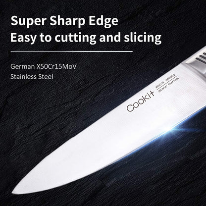 15-Piece German Steel Kitchen Knife Set with Block & Scissors