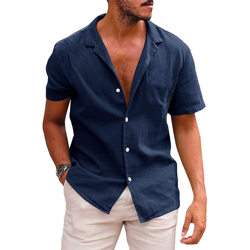 Men's Casual Short Sleeve Button Down Beach Shirt