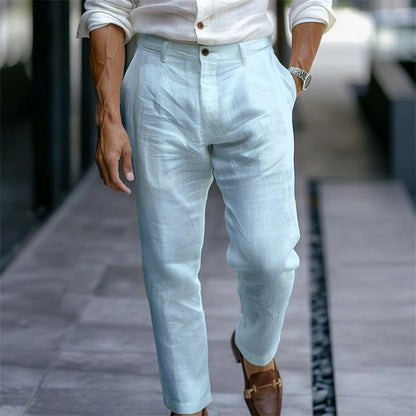Men's Linen Casual Pants – Breathable Solid Color Trousers