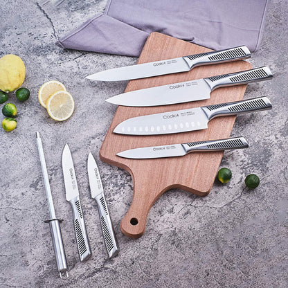15-Piece German Steel Kitchen Knife Set with Block & Scissors