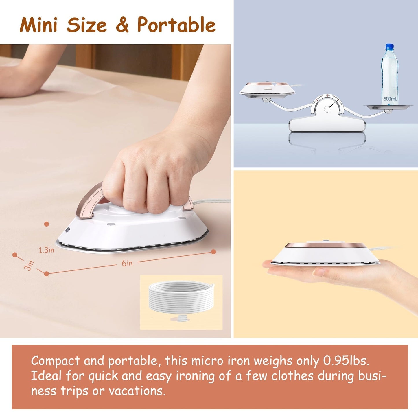 Newbealer Travel Iron With Dual Voltage 120V 220V Lightwei