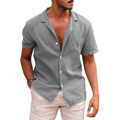 Men's Casual Short Sleeve Button Down Beach Shirt