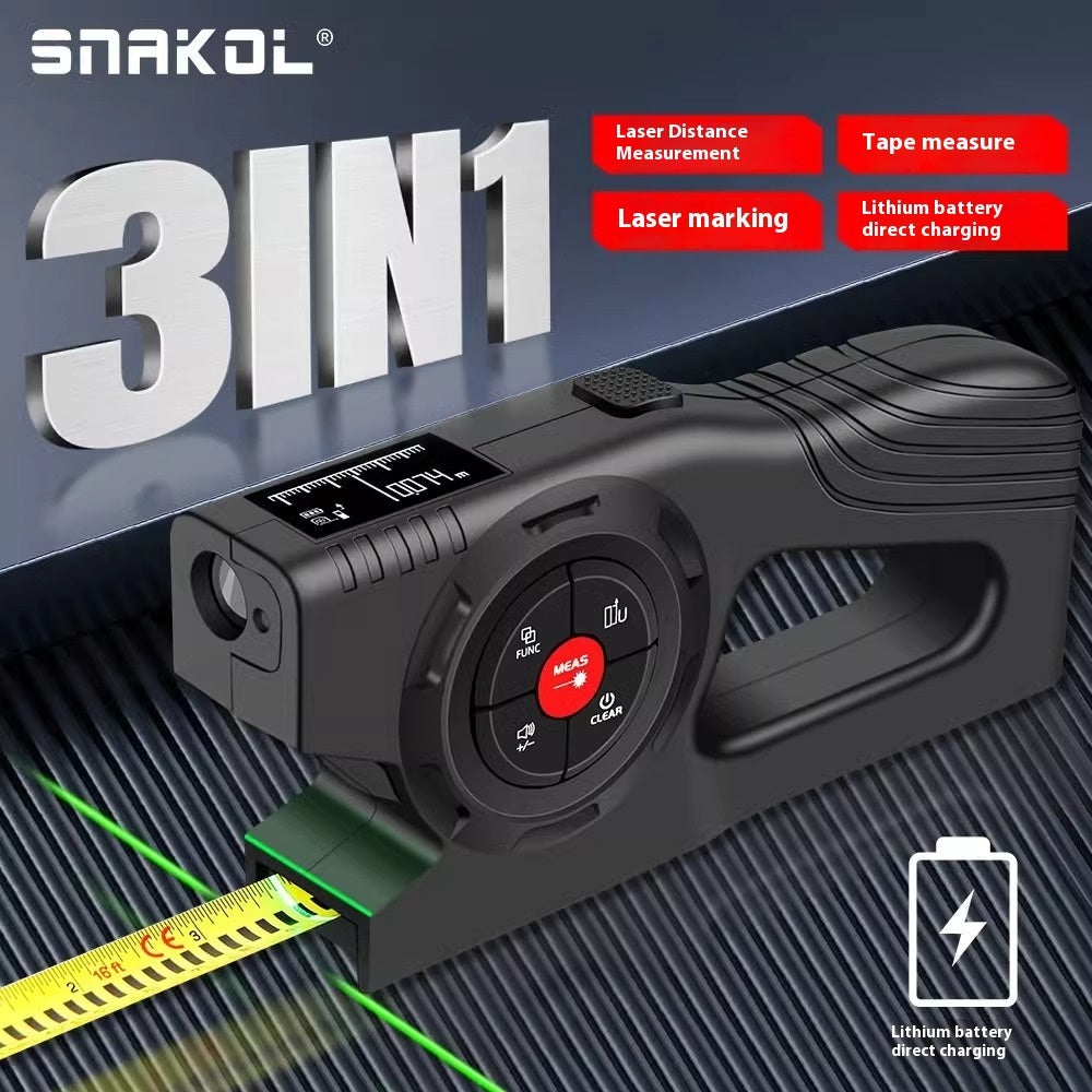 3-in-1 Laser Tape Measure with Digital Display – USB Rechargeable