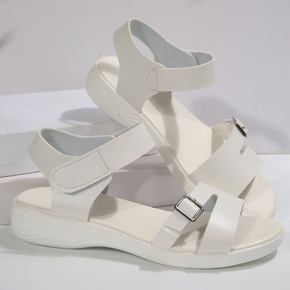 Fashion Velcro Wedge Flat Beach Sandals-World Bazaar Life