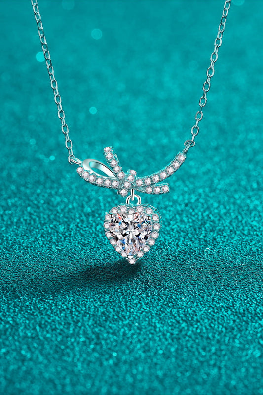 1 Carat Moissanite Heart Pendant Necklace.