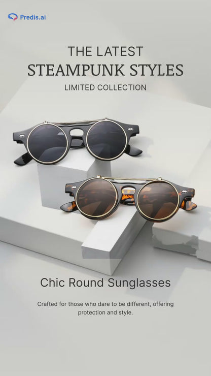 Men's Steampunk Sunglasses Women Fashion Round Glasses Brand Designer Vintage Sun Glasses High Quality Sun Goggles UV400